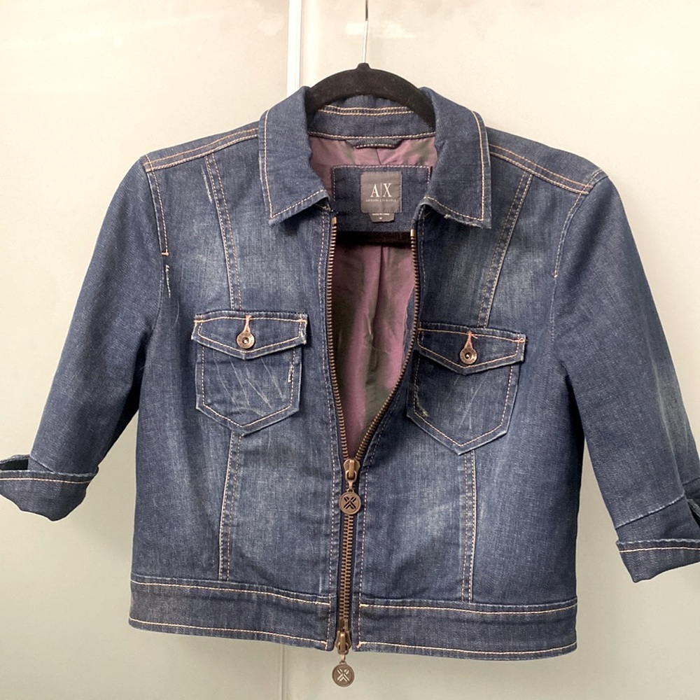 Armani Exchange cropped jean jacket